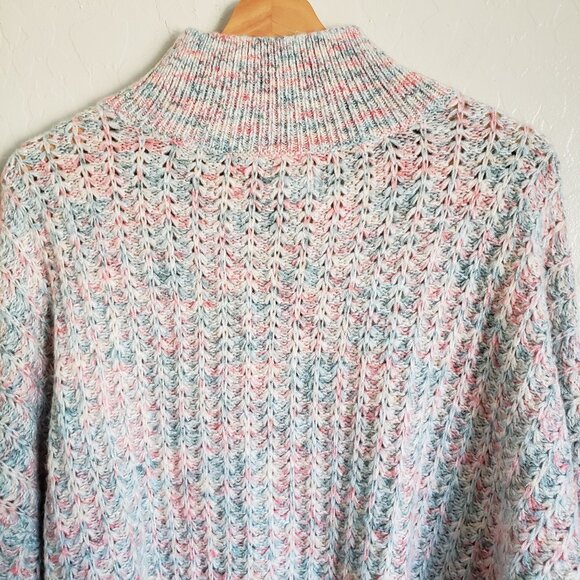 LC Lauren Conrad Knit Pastel Mock Neck Sweater Blue/Pink Sz Women's XXL Metallic - Picture 9 of 11